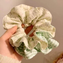 (12) XL Floral Beaded Scrunchy Hair Tie for Women