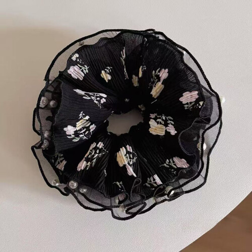 (1) Scrunchie Fleuri XL Perlé pour Femme 1