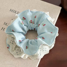 (4) XL Floral Beaded Scrunchy Hair Tie for Women