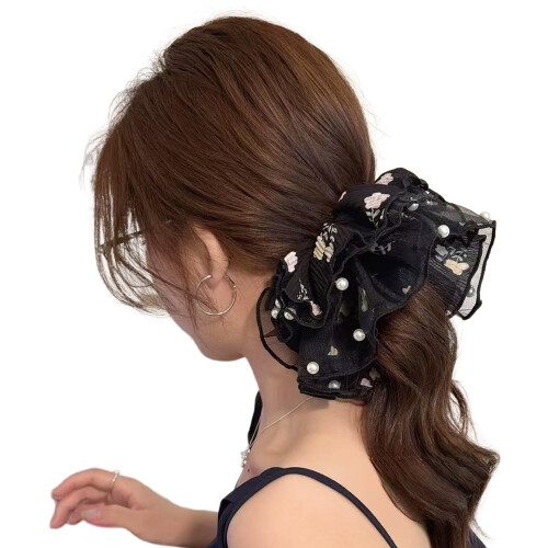 (1) Scrunchie Fleuri XL Perlé pour Femme 2