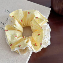 (5) XL Floral Beaded Scrunchy Hair Tie for Women