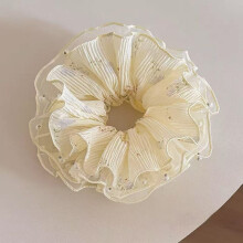 (2) XL Floral Beaded Scrunchy Hair Tie for Women