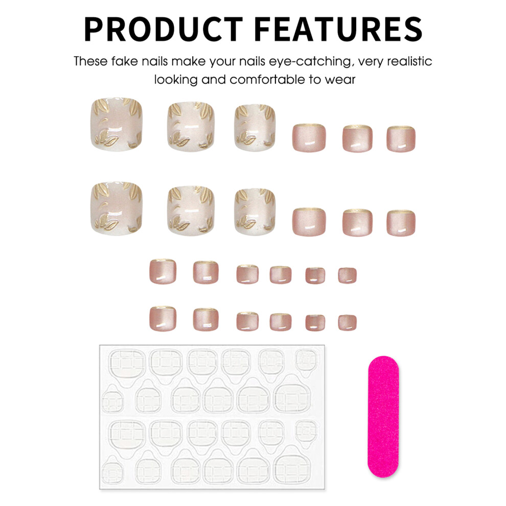 Reach-Tools 24Pcs Glossy Cat Eye Fake Nails For Daily & Party