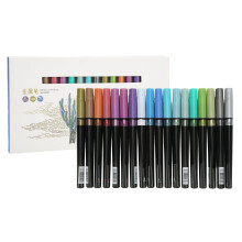 Opaque Metallic Ink Fine Tip Metallic Markers Non Toxic Odorless Brush Markers For Adults Coloring Water Based Liquid Dual Tip Pens Vibrant Colors