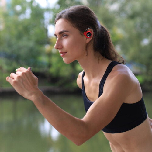 Κόκκινα αθλητικά ακουστικά Bluetooth – Περιμετρικά, Πτυσσόμενα, Ενσωματωμένο 1