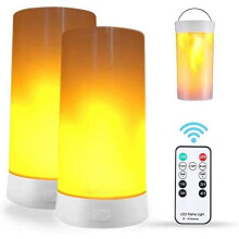 Conjunto de 2 velas LED com efeito de chama, recarregáveis via USB e à prova d'água, com intensidade ajustável, controle remoto e temporizador