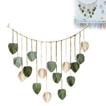Crochadh Balla Macrame Duilleoga Boihéamacha 47x30'', Ealaín Balla Taislí Fite Lámhdhéanta do Sheomra Leapa, Seomra Maireachtála, Staidéar –
