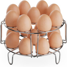 Stainless Steel Egg Steamer Rack for 6/8-Qt Pressure Cookers, Holds 18 Eggs, Stackable, Compatible with Instant Pot, 2-Pack
