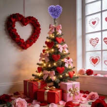 Heart-Shaped Rose Flower Tree Topper for Valentine's Day