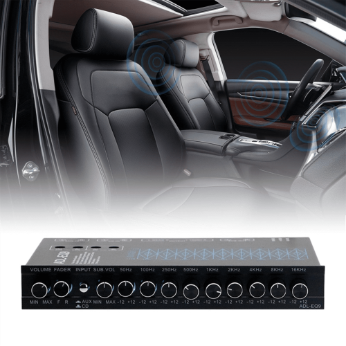 9 Band Equalizer High Performance Equalization Bands 12V DC for Boat RV Car Metal with CD AUX Input Chip Output 1