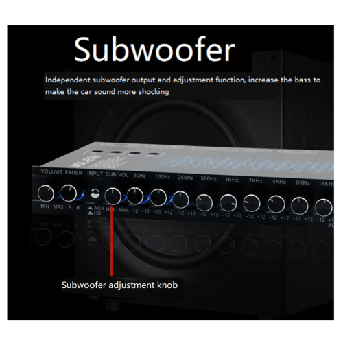 9 Band Equalizer High Performance Equalization Bands 12V DC for Boat RV Car Metal with CD AUX Input Chip Output 2