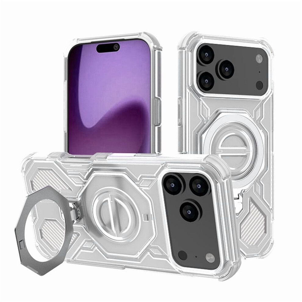 Magnetic Phone Case Compatible With Iphone 17, With Airbag Anti-Fall And 360 Rotatable Kickstand, Frosted Transparent Cover 9464372682577
