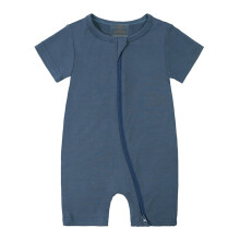 Baby Boys Girls Romper Jumpsuit Zipper Short Sleeve Sleeper Pajamas Outfit Navy 3-6 Months