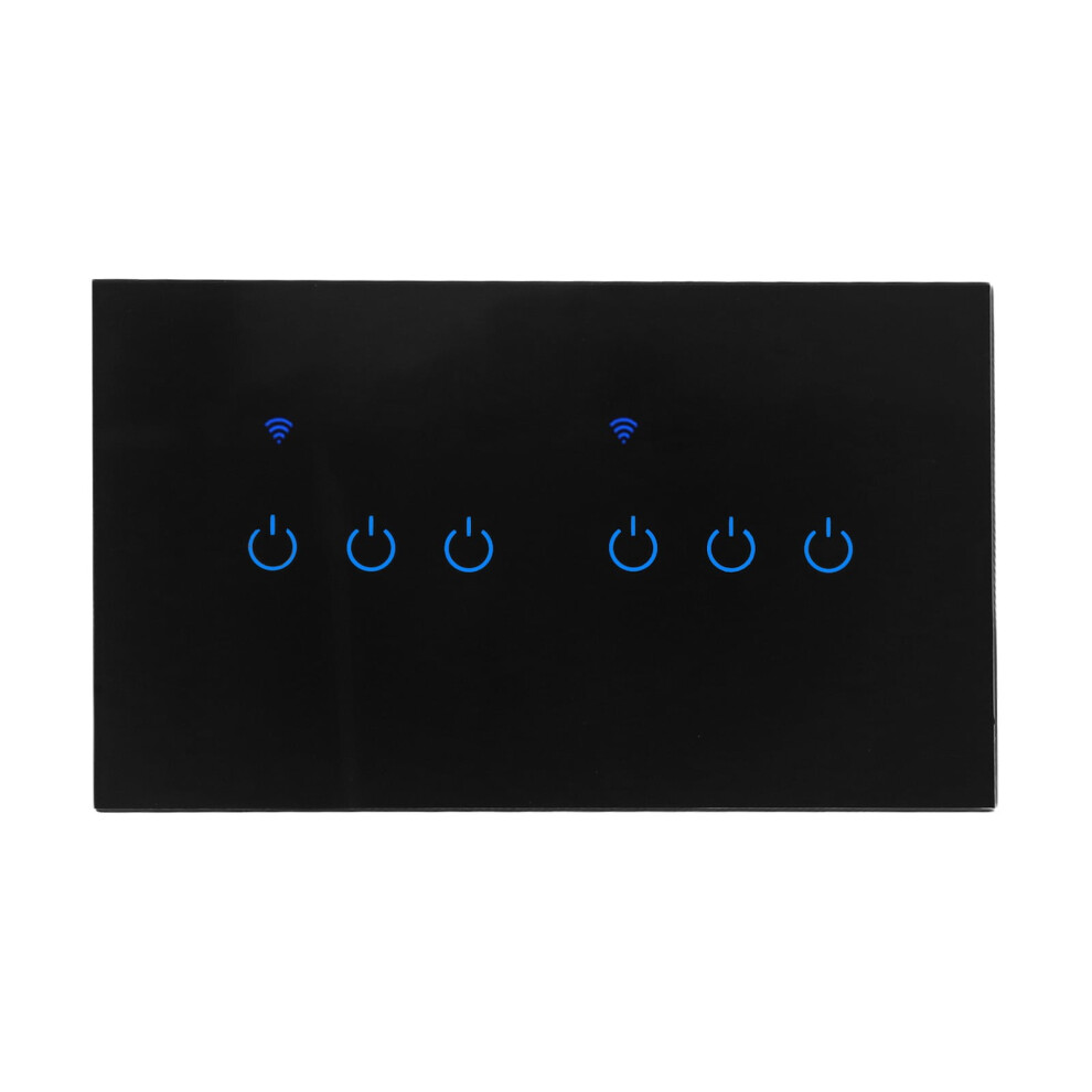 Touch Switch Smart Wifi Switch Smart Home For Tuya App Remote/Voice Control 6 Gang-Black 9482828654763