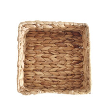 1 Pcs Woven Seagrass Basket, Water Hyacinth Woven Serving Tray Rectangular Hand-Woven Wicker Storage Trays for Coffee/Breakfast/Dessert/Fruit/Bread