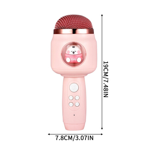 Ασύρματο μικρόφωνο Bluetooth Karaoke για παιδιά, φορητό ηχείο χειρός με φώτα LED, 2