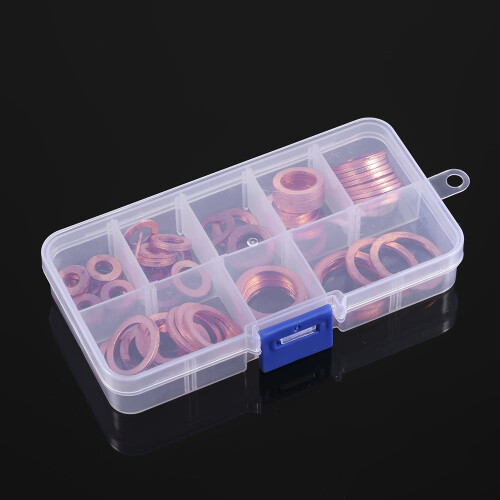 80pcs/set M6-M20 8 Sizes Solid Copper Gasket Washers Sealing Ring 8 Sizes Flat Ring Seal Kit For Hardware Accessories with Box 1