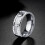 Men's 8mm Silver Wedding Band Brick Pattern Brushed Comfort 3