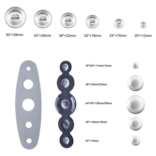 120Pcs Button Covers, Cover Button Kit with 6 Sizes, DIY Fabric Covered Buttons with 2 Installation Tools for DIY Lovers 1