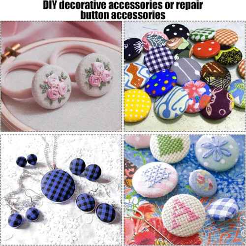 120Pcs Button Covers, Cover Button Kit with 6 Sizes, DIY Fabric Covered Buttons with 2 Installation Tools for DIY Lovers 2