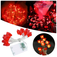 Luzes de Dia dos Namorados: Cordão de luzes de 3 metros com 30 LEDs em formato de coração vermelho para quarto, casamento e aniversário –