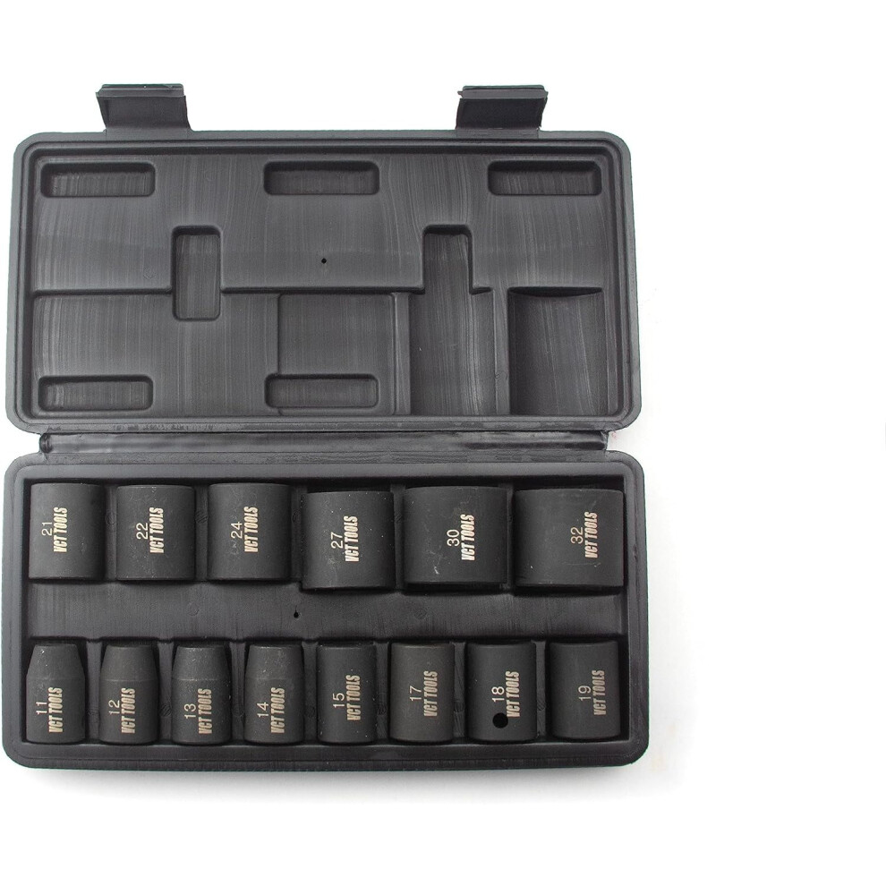14Pc Professional Grade Shallow Impact Socket Set 1/2" Inch Drive Metric Automotive Mechanic 9009879214670