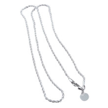 Collana a catena intrecciata per uomo e donna, girocollo a catena sottile in metallo, accessorio di gioielleria argento lucido per l'uso quotidiano,