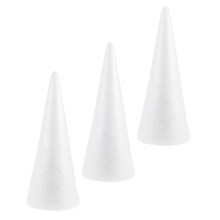 White Craft Foam Cones 3 Pieces for Projects, Floral Arrangements, and Art Crafts