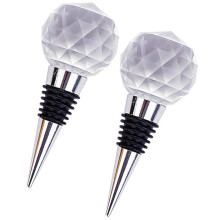 Wine Bottle Stoppers Set of 2, Round Crystal Design, Wine Preservation Seals for Freshness