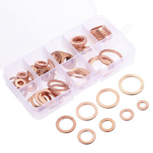 80pcs/set M6-M20 8 Sizes Solid Copper Gasket Washers Sealing Ring 8 Sizes Flat Ring Seal Kit For Hardware Accessories with Box