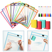 1 Set File Pockets Reusable Dry Erase Sleeves For School Activities 35.50X25.00X0.20Cm