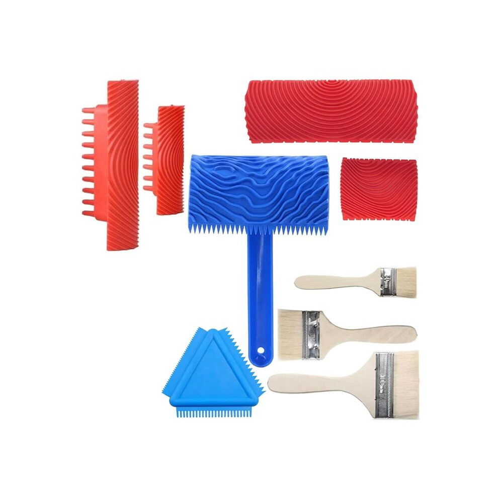 Wood Grain Tool,9Pcs Fake Wood Grain Roller Paint Brushes Graining Tool Paint Like Wood Diy Painting Tools 4712869981692