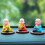 Solar Shaking Monk Ornament Blue Car Home Office Decor 7