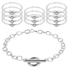 12 Pcs Chains Bracelets for Jewelry Making, Chain for Women, Link Chain Bracelets with OT Toggle Clasp,Silver