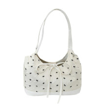 Sac bandoulière tendance avec nœud français et ruban, style décontracté et polyvalent Y5V