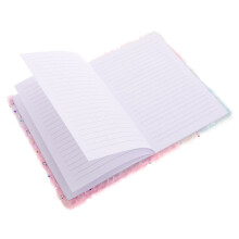 Plush Cover Notebook Fluffy Journal Book for Students Cute Furry Lightweight and Portable Notebook for School and Home Use Heart Pattern