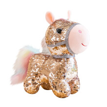 Horse-Shaped Plush Toy Sequined Pony 10 Inch
