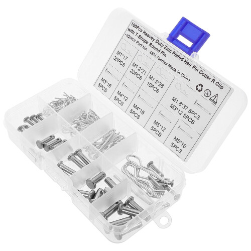 Cotter Pins Assortment Kit 100 pcs R Clips Hitch Pins