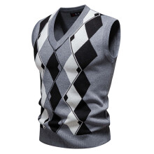 Men's Argyle V-Neck Sleeveless Knit Vest 1 pc