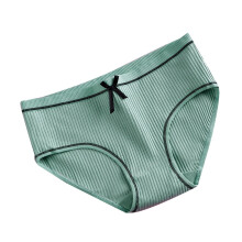Sweet Girls Bowknot Low Waist Ribbed Panties Cotton Briefs Underwear,Green XL