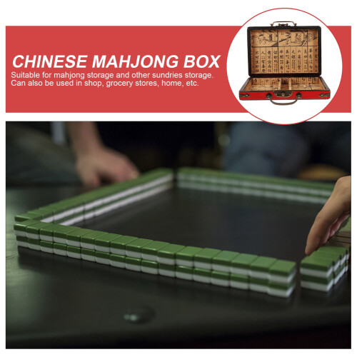 Chinese Mahjong Box Traditional Mahjong Tiles Storage Box Empty Rectangle Storage Box 2
