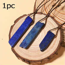 1pc Handwoven Natural lapis lazuli Irregular Stone Crystal Pendant Necklace-default