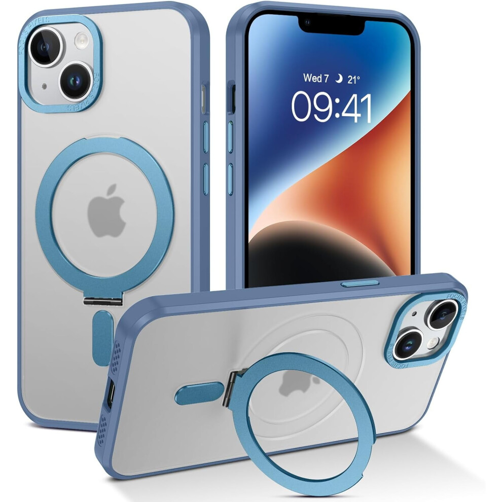 Magnetic Case For Iphone 14 & Iphone 13 (6.1") – Magsafe-Compatible, Slim Shockproof With Invisible Kickstand, Blue 9357860405010