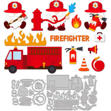 Firefighter Gnome Cutting Dies – Compatible with Sizzix, Carbon Steel, Fire Truck Theme for Card Making & Scrapbooking