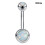 Opal Stone Stainless Steel Belly Button Ring - Blue 5