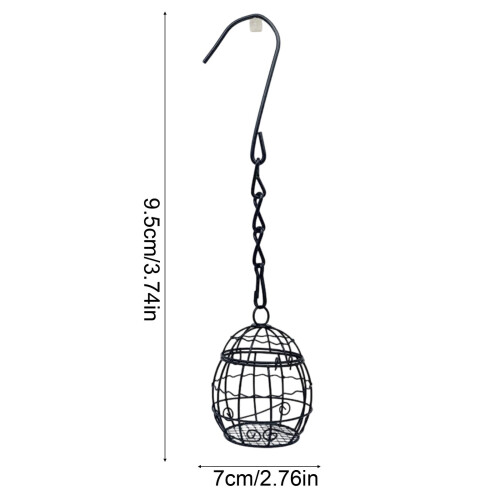 Bird Feeder Spherical Iron Cage Black Gold 9.5x7cm 2