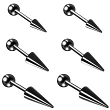 3 Pairs/Set Stainless Steel Stud Earrings Spike Cartilage Tragus Helix Piercings-3 Pairs-Black
