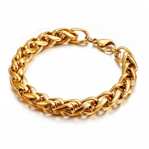 Corrente de moda feminina e masculina em aço inoxidável 316L, joia para presente, dourada, 4 mm, pulseira de 10 polegadas. 1