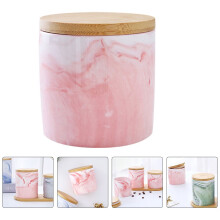 Ceramic Rice Jar Sturdy Pink Easy to Clean Tea Container 1Set