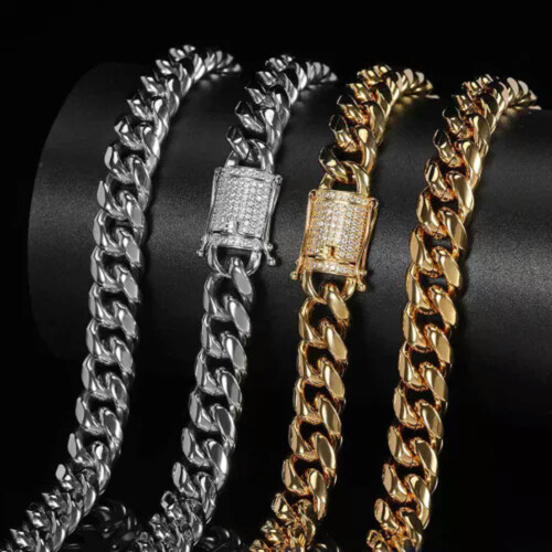 Βραχιόλι Punk Mens Miami Cuban Link Chain από χρυσό ή ασήμι από ανοξείδωτο ατσάλι 1